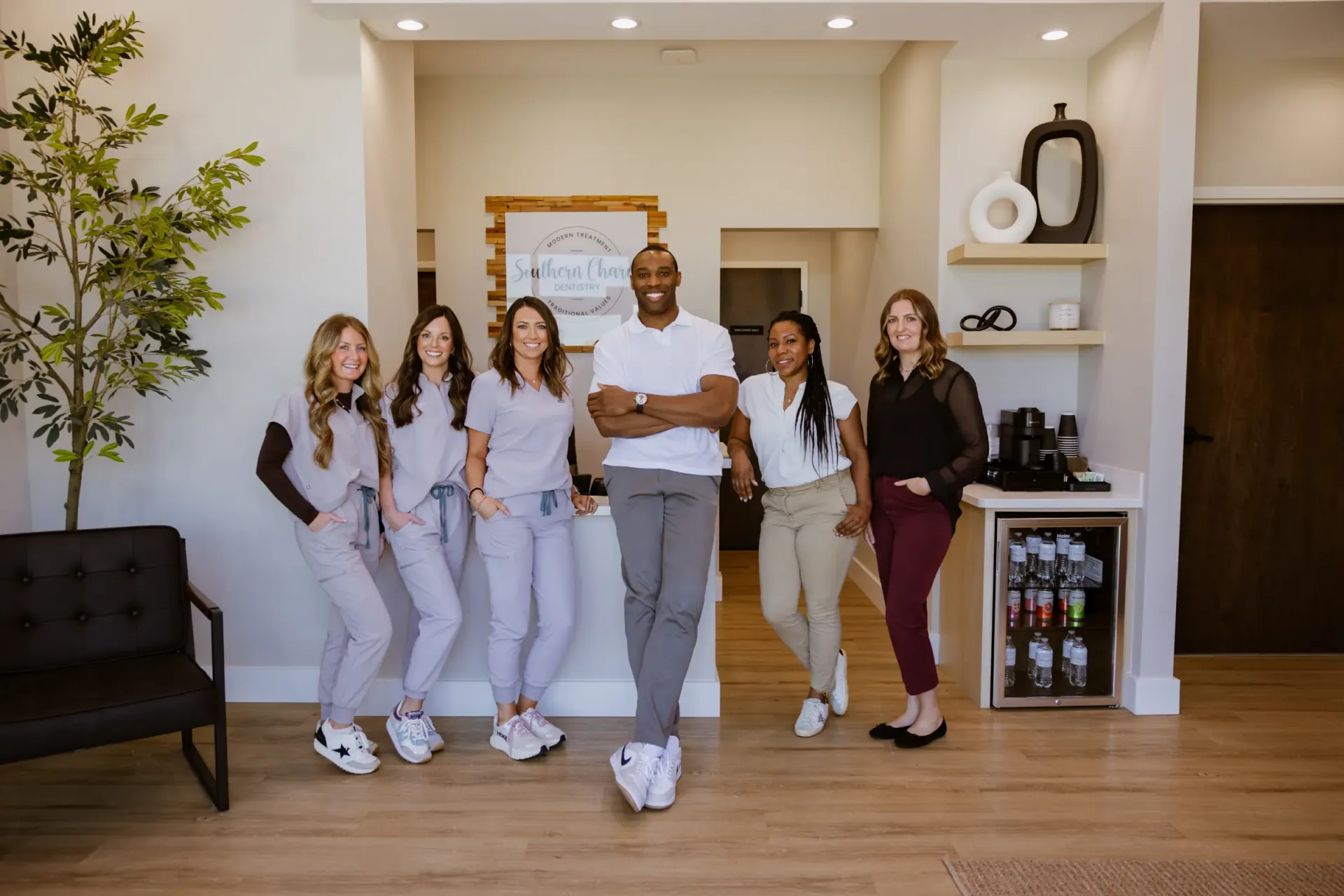 Southern Charm Dentistry team at the front reception desk