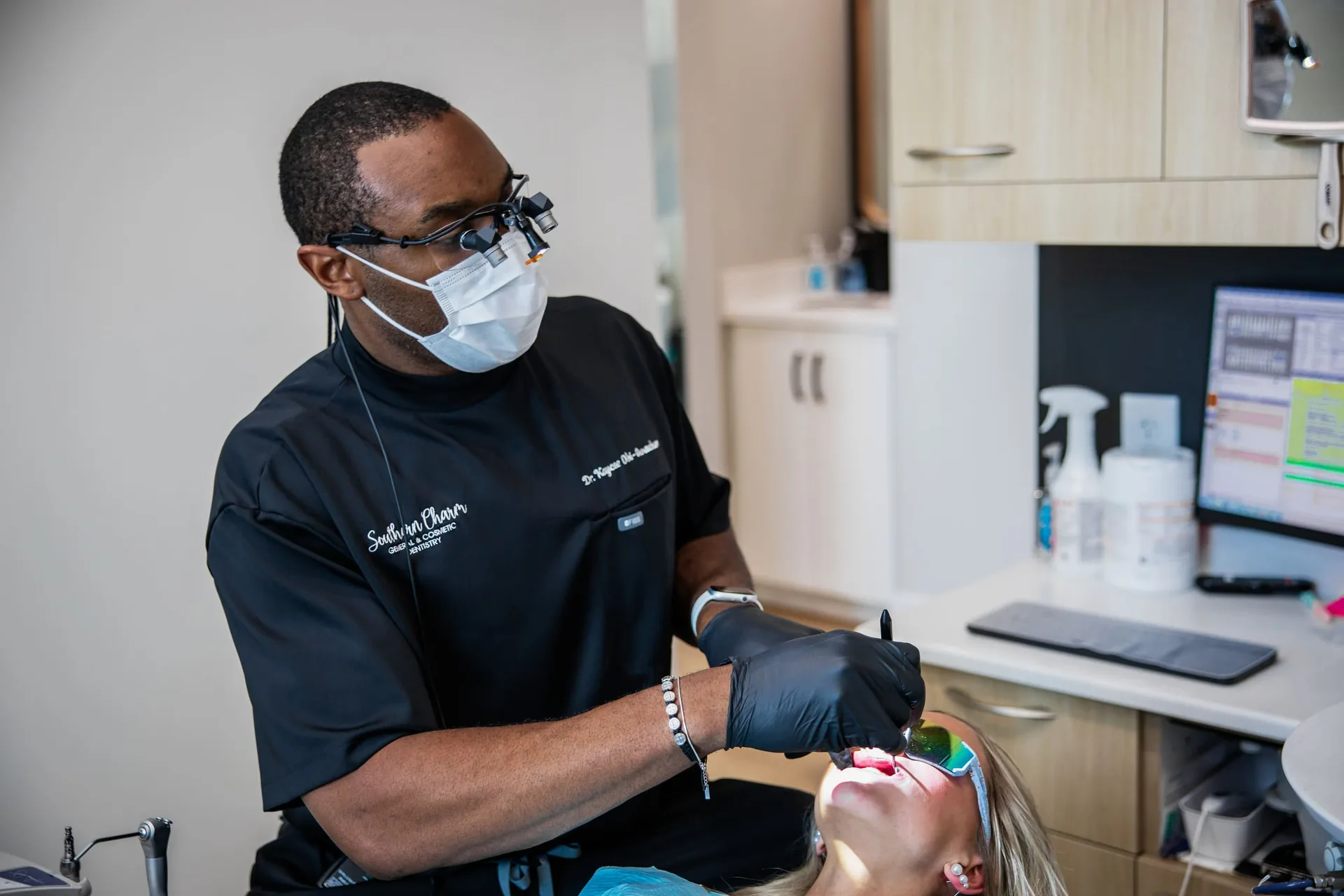 Professional teeth whitening treatment at Southern Charm Dentistry